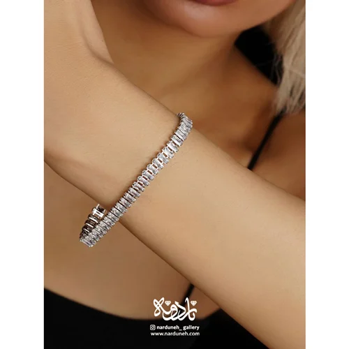 دستبند جواهری تنیسی نقره ای - 03