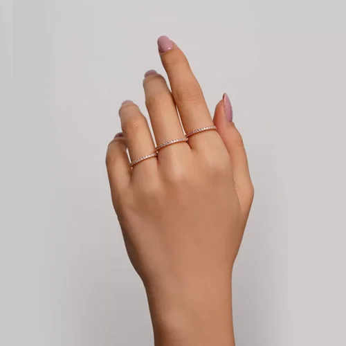 انگشتر رینگ طلایی دورنگین - 32