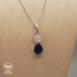نیمست ( پلاک و گوشواره) جواهری با سنگ یاقوت کبود صنعتی - Image 2