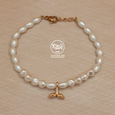دستبند پلاک دم وال بند مروارید