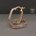 گوشواره حلقه دو رنگ مربعی - Image 2